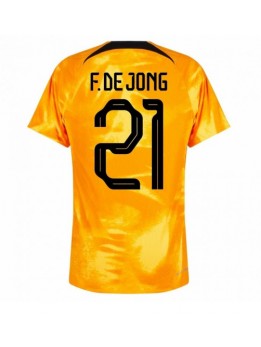 Billige Nederland Frenkie de Jong #21 Hjemmedrakt VM 2022 Kortermet